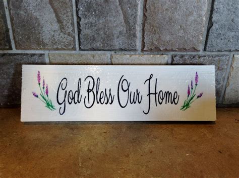 God Bless Our Home Sign with lavender flowers by TheRavagedBarn