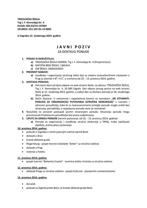 Javni Poziv Za Dostavu Ponude Pdf