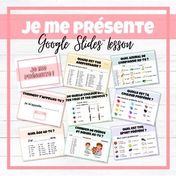 Je Me Pr Sente French All About Me Google Slides Lesson Tpt