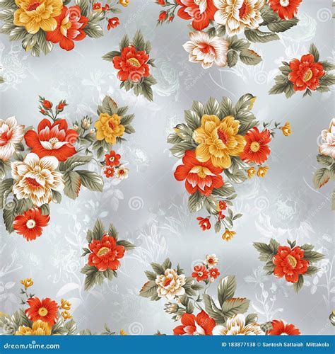 Beautiful Flower Pattern Floral Colorful Seamless Allover Design