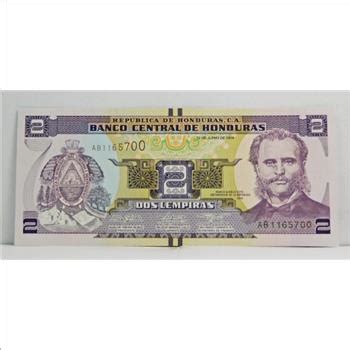 2014 Bank Of Honduras 2 Lempira Crisp Uncirculated Bank Note Property