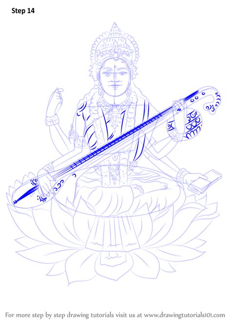 Learn How To Draw Saraswati Hinduism Step By Step Drawing Tutorials