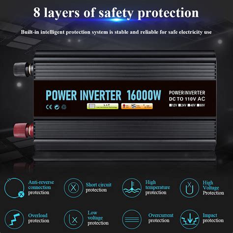 16000 Watt Car Vehicle Power Inverter Converter DC 12V To AC 110V Pure