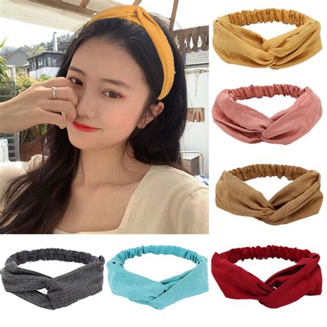 Women Solid Headband Turban Elastic Headwear Head Wrap Women Turban