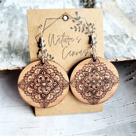 Wood Burned Earrings On Cherry Wood Etsy