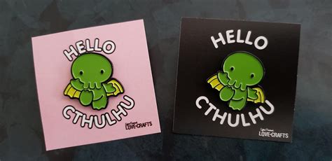 Hello Cthulhu Enamel Pin On Backing Card Etsy