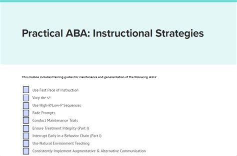 Practical Aba Instructional Strategies Digital Download Different Roads