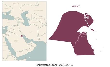 Kuwait Map Map Kuwait Neighboring Countries Stock Vector Royalty Free