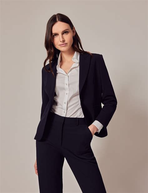 Womens Navy Single Breasted Blazer