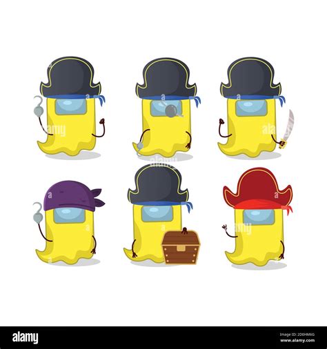 Cartoon Character Of Ghost Among Us Yellow With Various Pirates