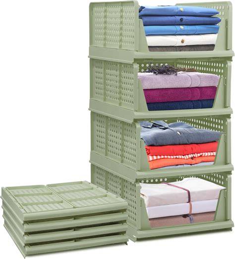 Btggg 4 Pack2 Wardrobe Storage Organiser Stackable Drawer Organizer Collapsible Storage Boxes