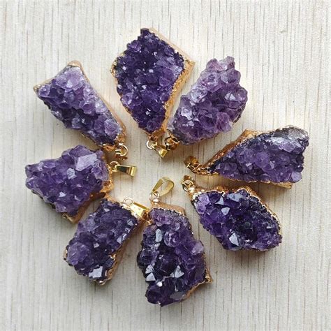 Beautiful Natural Raw Ore Amethysts Stone Druzy Irregular Pendants For