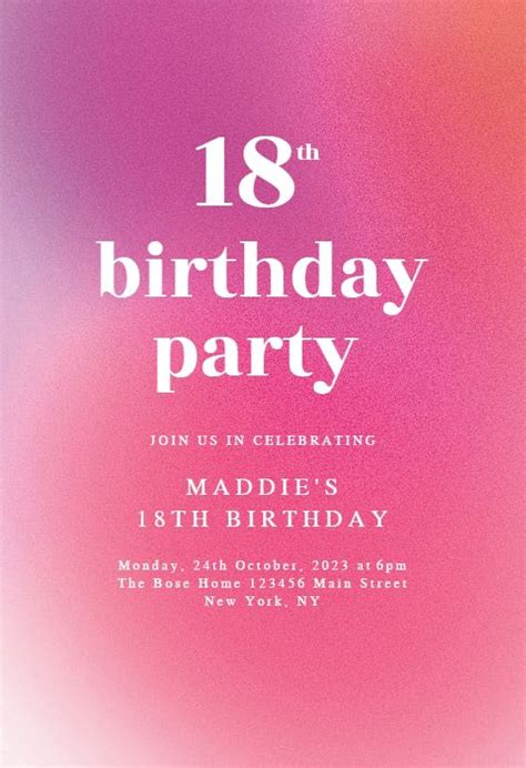 Gradient Celebration Birthday Invitation Template Free Greetings Island Plantillas Para