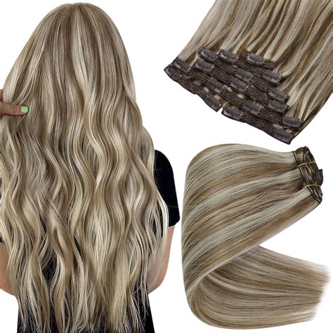 Amazon Sunny Clip In Hair Extensions Highlights Brown Blonde Clip