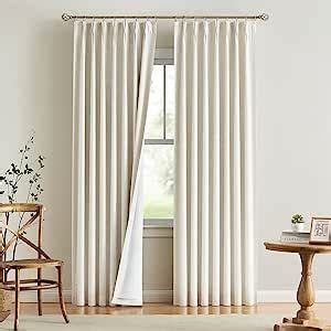 Vision Home Natural Pinch Pleated Full Blackout Curtains Linen Blended