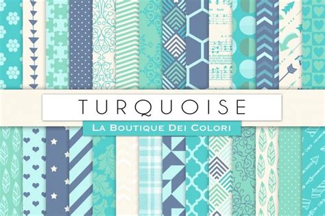 Turquoise Digital Papers By La Boutique Dei Colori Thehungryjpeg