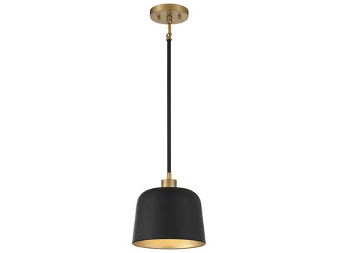 Savoy House Meridian 1 Light Matte Black Natural Brass Dome Mini Pendant Svm70118mbknb