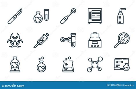 Pictogrammen Voor Laboratoriumlijnen Lineaire Set