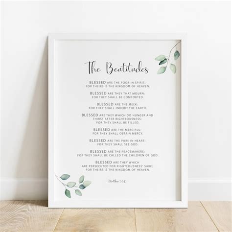 The Beatitudes Matthew 5 3 10 Christian Blessings Wall Art Etsy