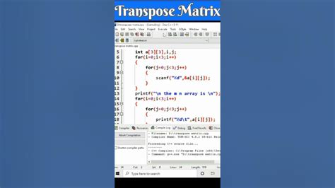 Transpose Of Matrix In C Programming C Programming Shorts Youtube