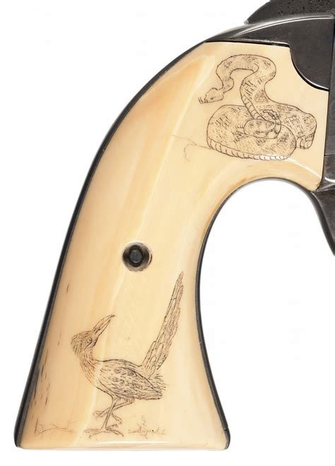 Colt Bisley Model Single Action Army Revolver With Custom Scrimshaw