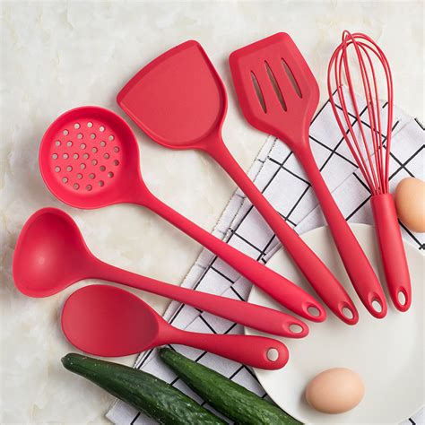 Red Silicone Kitchenware Set Utensil Manufacturers