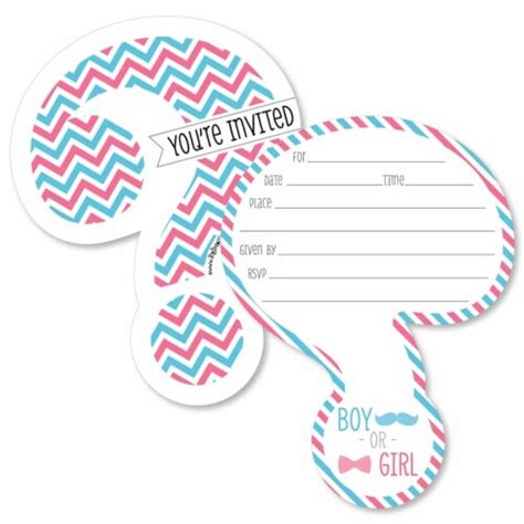 Big Dot Of Happiness Chevron Gender Reveal Shaped Fill In Invitations