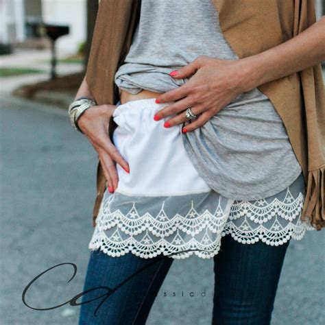 White Scalloped Lace Slip On Shirt Extender By Classic Dianne Lace