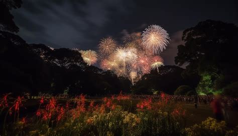 Premium AI Image Summer Celebration Ignites Vibrant Firework Display