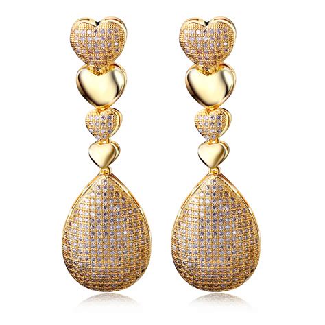 Long Fashion Earrings Cubic Zircon Setting Luxury Drop Earring Big