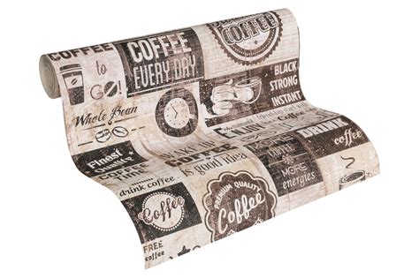 Papier Küchen Tapete Kaffe Coffee Cafe creme beige braun 33480 3 eBay