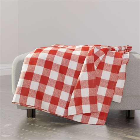 Red Gingham Throw Blanket Buffalo Check Picnic Red By