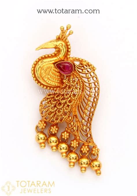 22k Gold Peacock Pendant Temple Jewellery 235 Gp3370 In 4 900 Grams