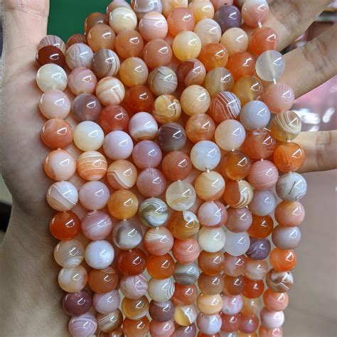 Pink Botswana Agate Stone Beads Natural Smooth Loose Round Stripe Agate Beads Strand Buy Pink