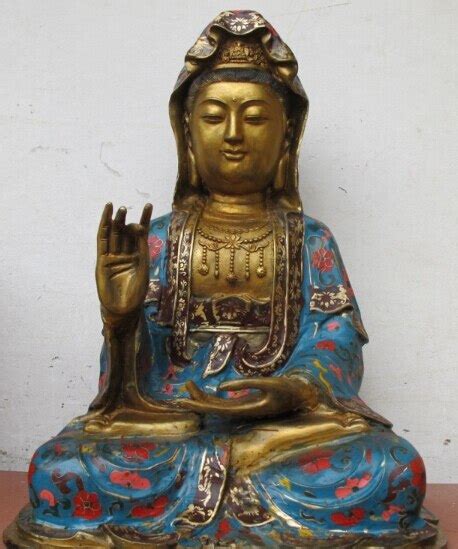 17 Tibet Copper Gilt Handwork Cloisonne Kwan Yin Buddha Avalokitesvara