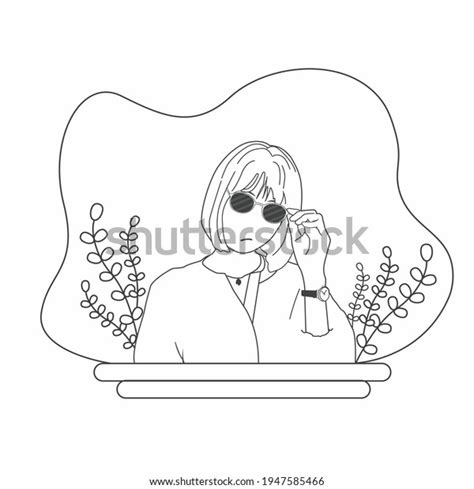 Girl Glass Line Art Stock Vector Royalty Free 1947585466 Shutterstock