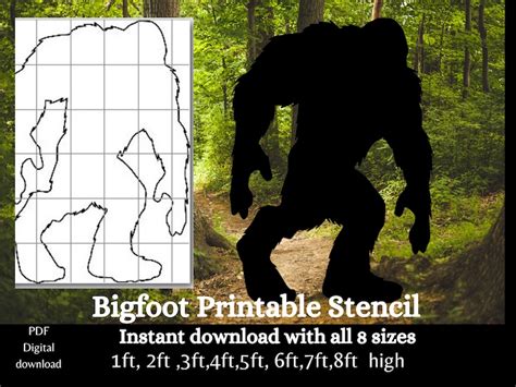 8ft Sasquatch Silhouette Sign Pdf Stencil Template Printable Etsy