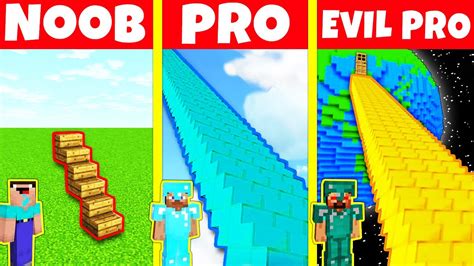 Minecraft Battle Noob Vs Pro Vs Evil Pro Stairs Build Challenge