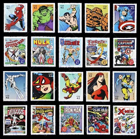 Us Stamp Marvel Comics Super Heroes Magníficos Sellos Marvel