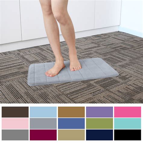 PiccoCasa Memory Foam Absorbent Bath Mat, Light Gray, 24" x 16 ...