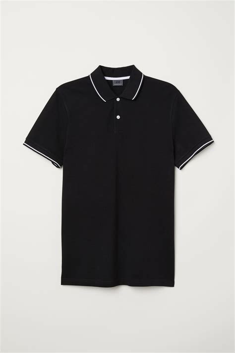 Premium Cotton Polo Shirt Black Men Handm Us