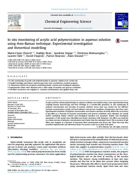 (PDF) In situ monitoring of acrylic acid polymerization in aqueous ...