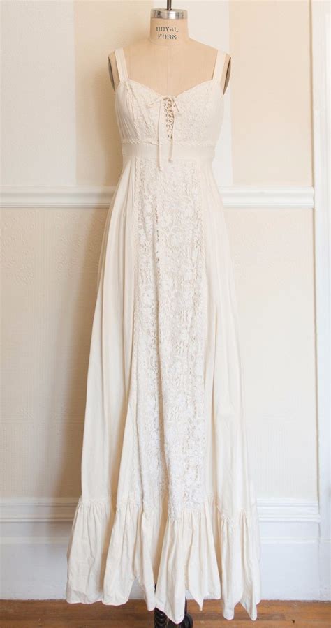 Vintage 1970s Gunne Sax Bohemian Maxi Wedding Dress Cream Sz Sm Maxi Dress Wedding Wedding