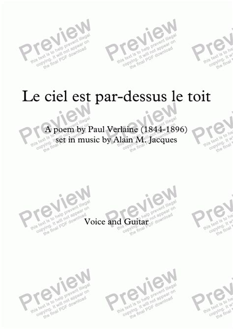 Le Ciel Est Par Dessus Le Toit A Jacques Verlaine Original Version