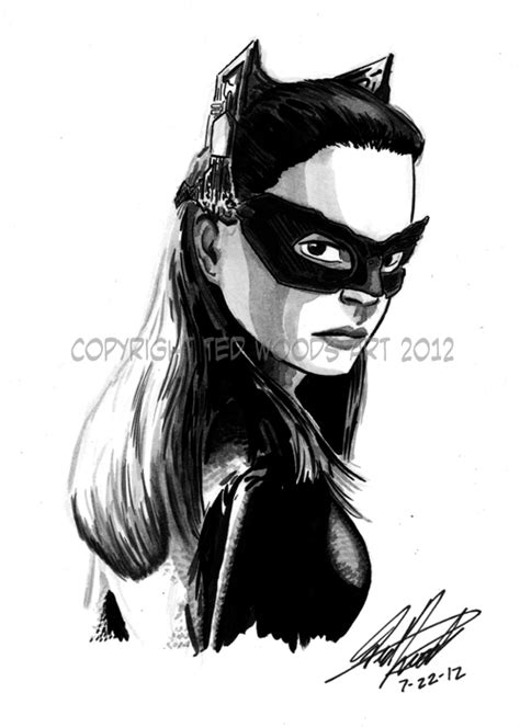 Catwoman Anne Hathaway Sketch By Tedwoodsart On Deviantart