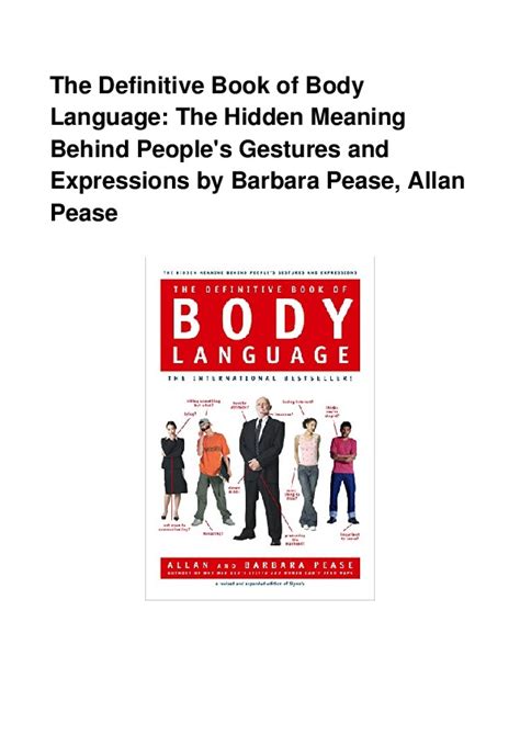 The Definitive Book Of Body Language The Hidden Meaning Behind People