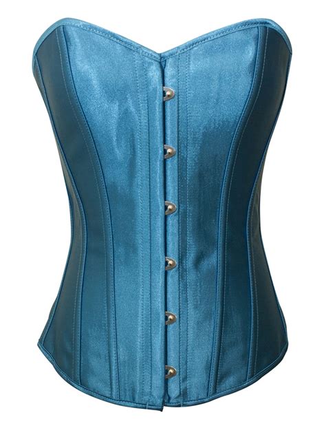 Chicastic Sky Blue Satin Sexy Strong Boned Corset Lace Up Bustier Top