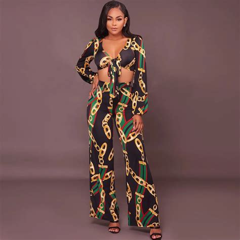 Sexy Design 2018 New Popular Slim Women 2 Piece Elegant Sets Print Bow