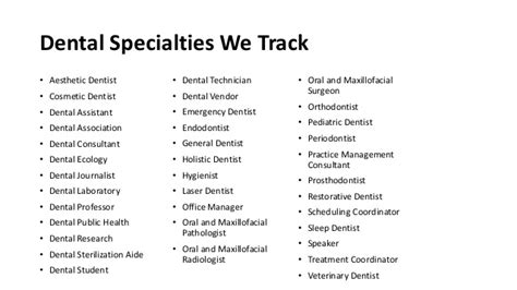 Dental Specialties List - Dental News Network