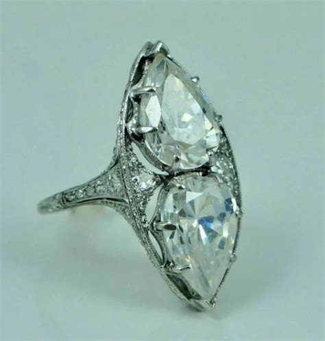 pear cut diamond antique edwardian  stone ring art deco